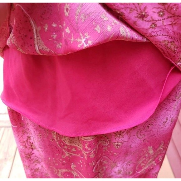 VTG 90s Y2K Paisley Boho 2 Pc Dress Set Flutter Sleeve Top Tiered Skirt Sz 10 - Picture 8 of 8